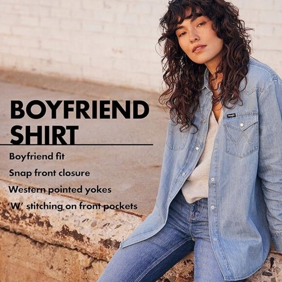 Wrangler Denim Boyfriend Shirt – Size L - Picture 8 of 10